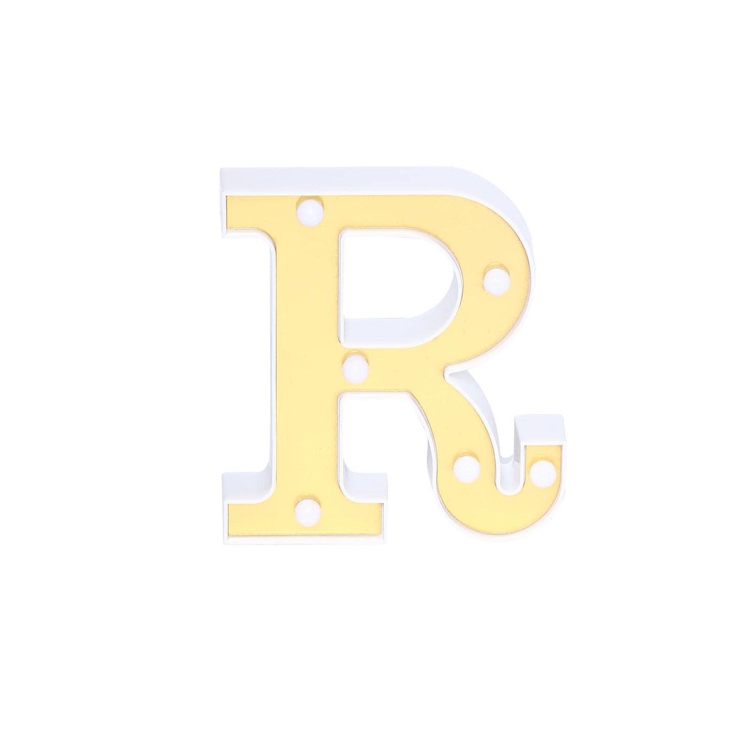 3D Marquee Letter "R" Warm White 6 LED Lights Gold - Chic Light - Up Decor for Events 6" - Linen Luxes