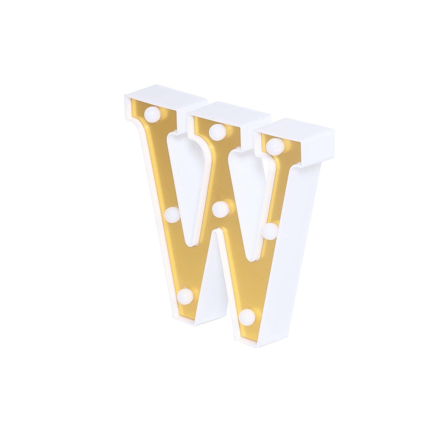 3D Marquee Letter "W" Warm White 8 LED Lights Gold - Chic Light - Up Decor for Events 6" - Linen Luxes