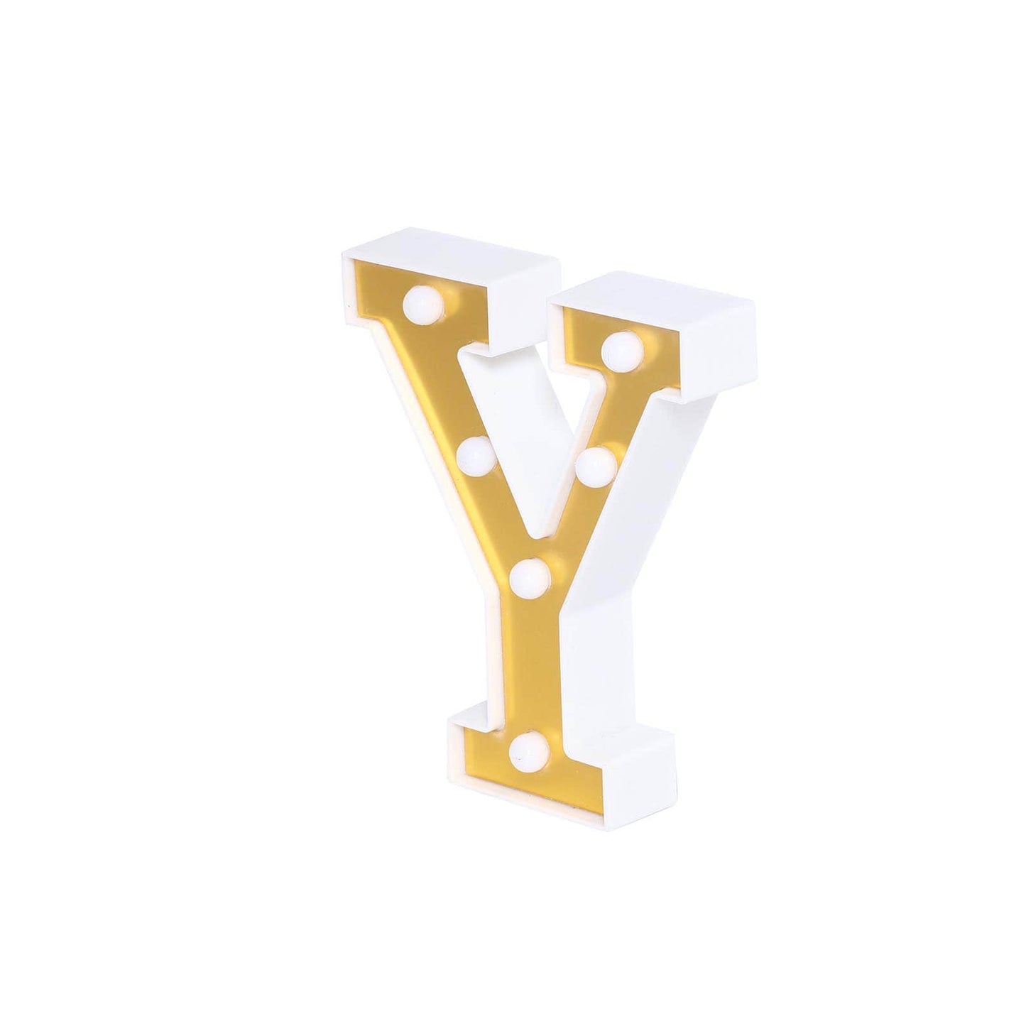 3D Marquee Letter "Y" Warm White 6 LED Lights Gold - Chic Light - Up Decor for Events 6" - Linen Luxes