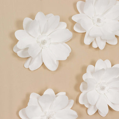 4 Pack 12" White Life - Like Soft Foam Craft Dahlia Flower Heads - Linen Luxes