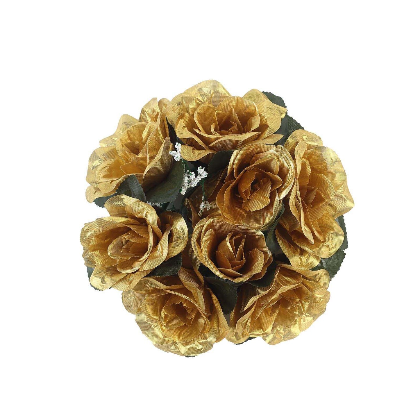 4 Pack 3" Gold Artificial Silk Rose Flower Candle Ring Wreaths - Linen Luxes