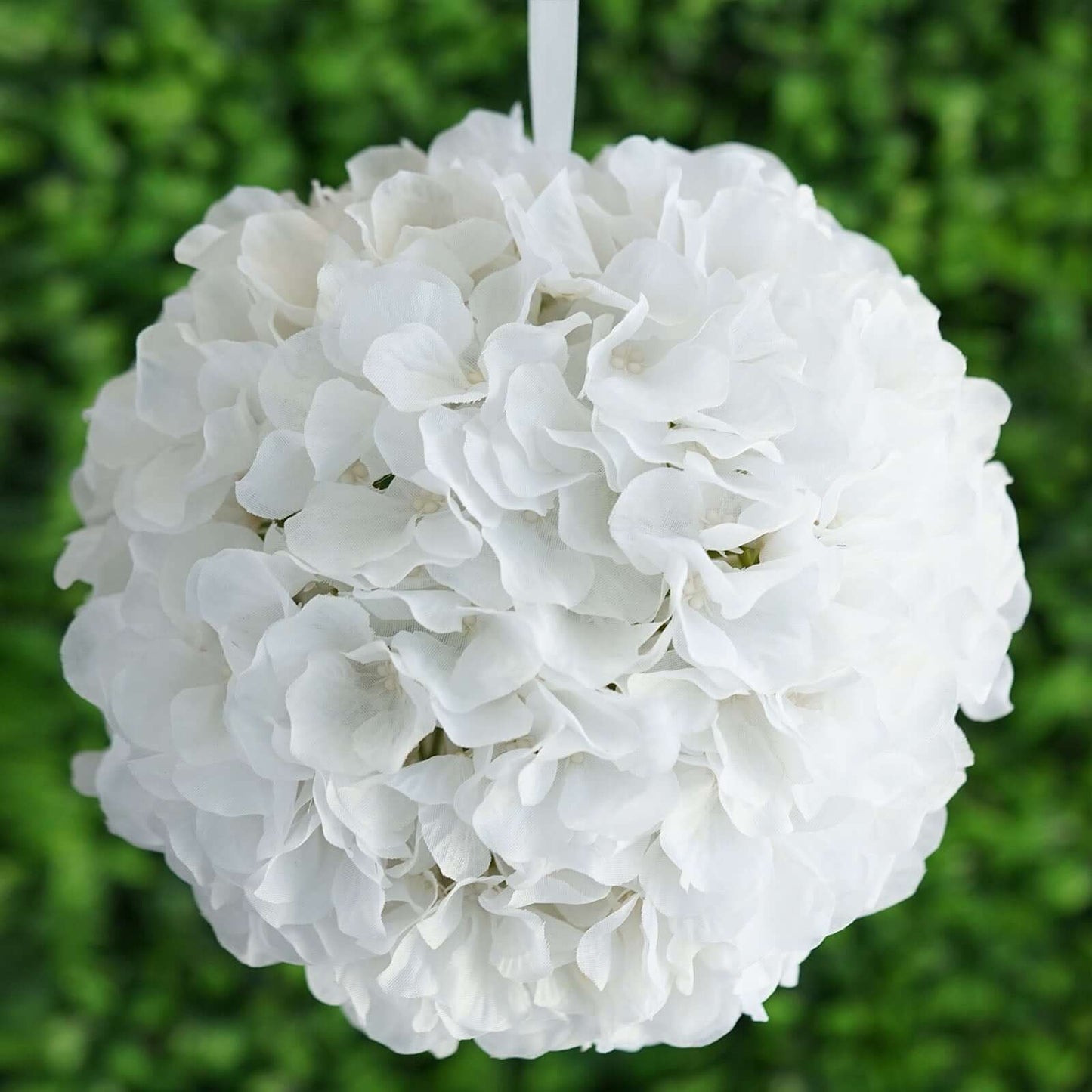 4 Pack 7" White Artificial Silk Hydrangea Kissing Flower Balls - Linen Luxes
