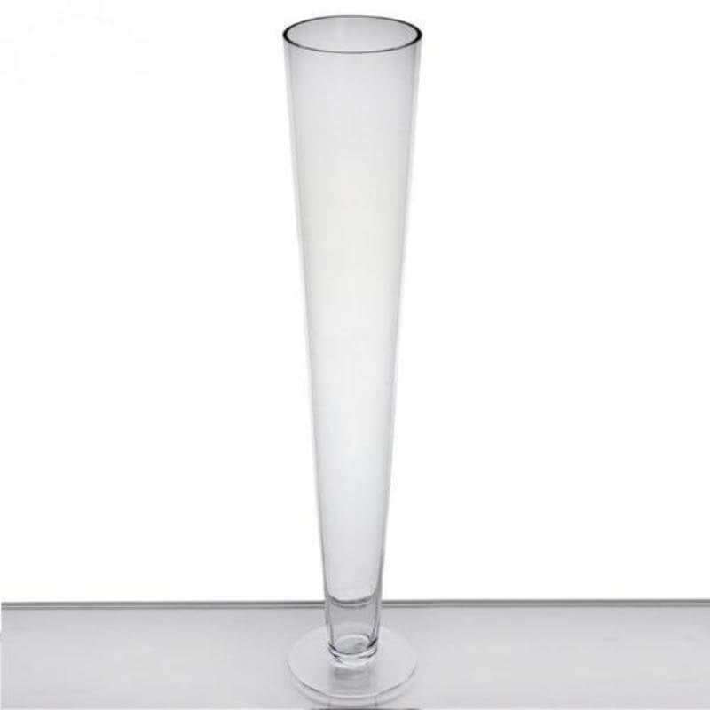 4 - Pack Glass Trumpet Vases Clear - Durable Design for Chic Event Displays 28" - Linen Luxes