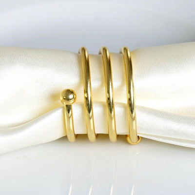 4 Pack Gold Plated Spiral Aluminum Napkin Rings - Linen Luxes