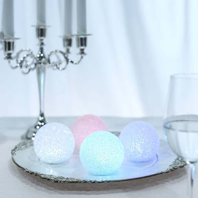 4 - Pack LED Mini Light Globes Color Changing - Battery Operated Ball Centerpiece Fillers 3" - Linen Luxes