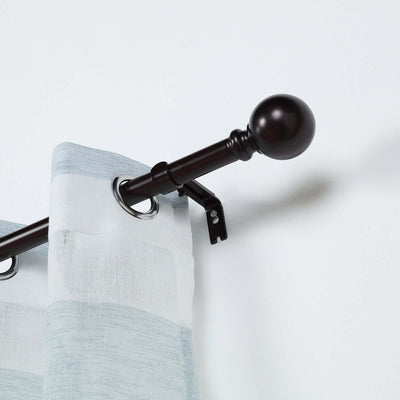 42" - 126" Adjustable Curtain Rod Set, Bronze, Round Finials - Linen Luxes