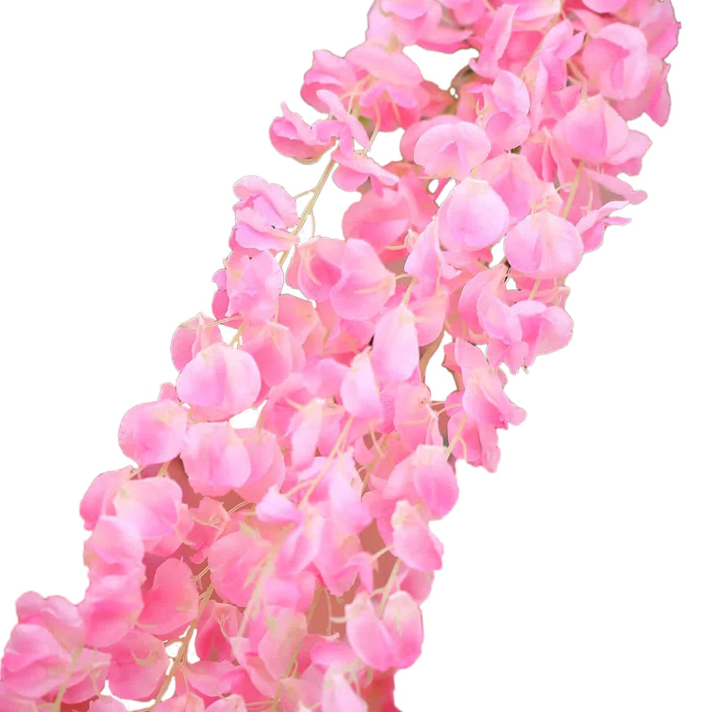 42" Silk Hanging Wisteria Flower Garland Vines in Pink, Elaborated 5 Full Strands in 1 Bush - Linen Luxes