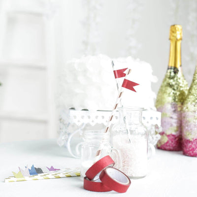 5 Pack 0.5"x5 Yards Burgundy Washi DIY Craft Glitter Tape - Linen Luxes