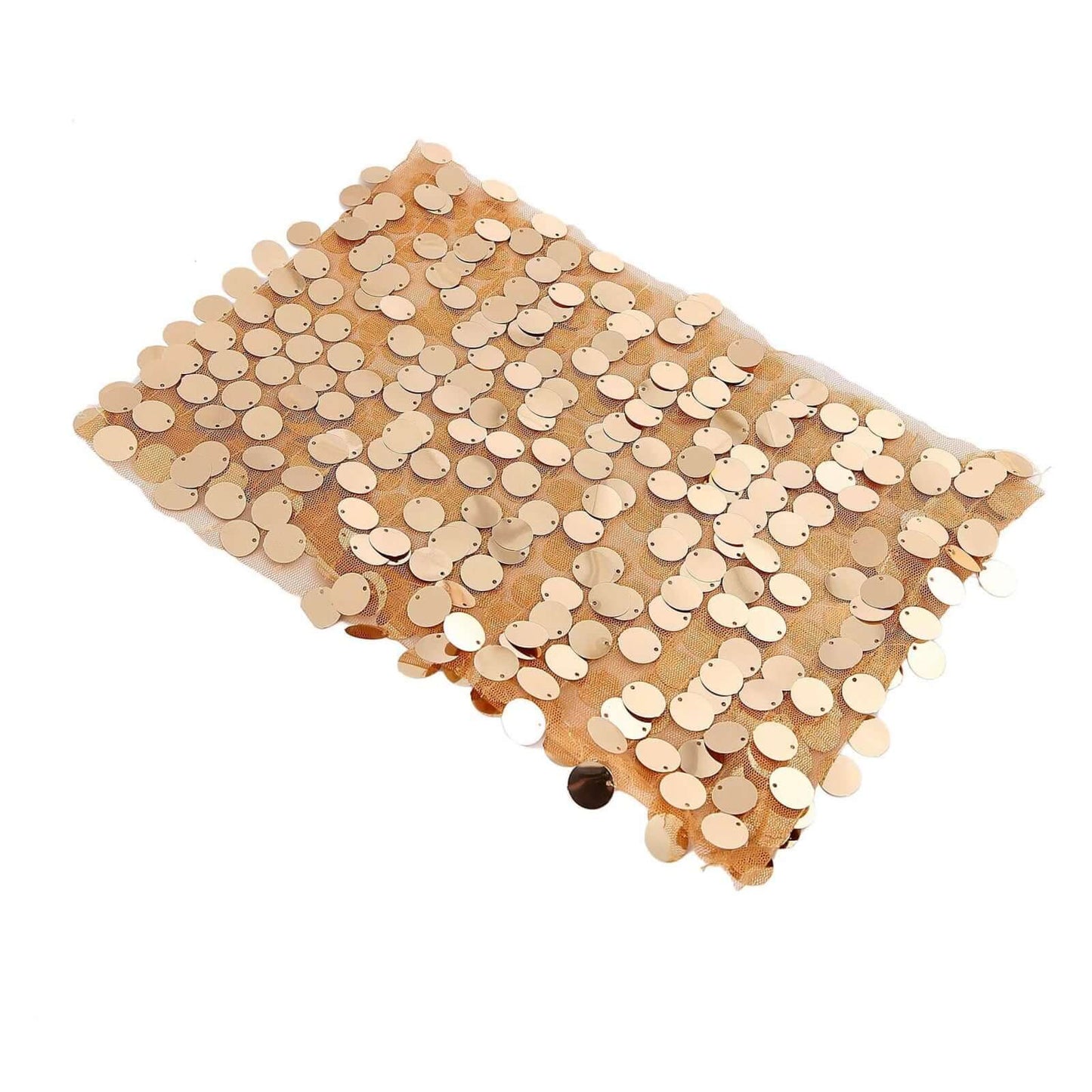 5 Pack Big Payette Sequin 13"x10" Chair Sash Bands Gold - Stylish Glittering Decor for Weddings & Gatherings - Linen Luxes