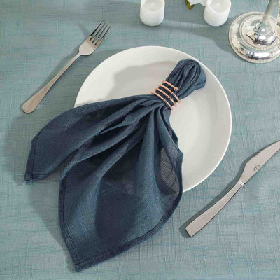 5 Pack Faux Linen 20"x20" Napkins Blue - Slubby Textured & Wrinkle Resistant Cloth Napkins - Linen Luxes