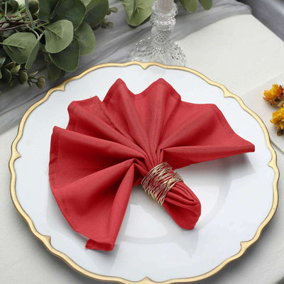5 Pack Polyester 17"x17" Napkins Red - Durable & Wrinkle Resistant Dinner Napkins - Linen Luxes