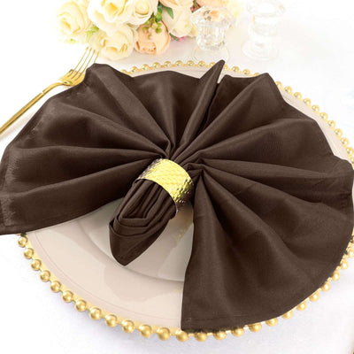 5 Pack Polyester 20"x20" Napkins Chocolate - Wrinkle Resistant & Easy Care Cloth Napkins - Linen Luxes