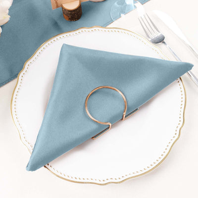 5 Pack Polyester 20"x20" Napkins Dusty Blue - Wrinkle Resistant & Easy Care Cloth Napkins - Linen Luxes