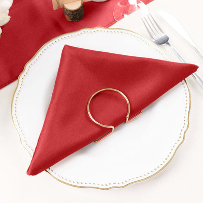 5 Pack Polyester 20"x20" Napkins Red - Wrinkle Resistant & Easy Care Cloth Napkins - Linen Luxes