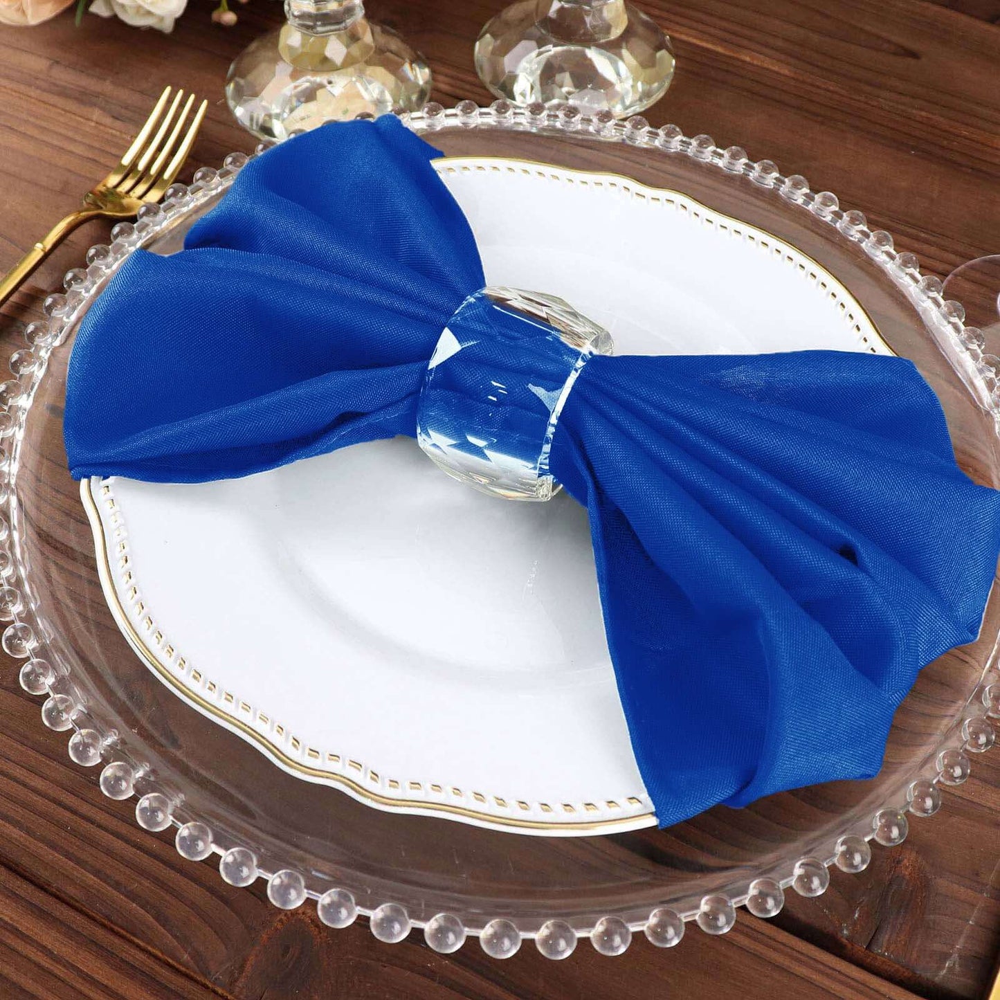 5 Pack Polyester 20"x20" Napkins Royal Blue - Wrinkle Resistant & Easy Care Cloth Napkins - Linen Luxes