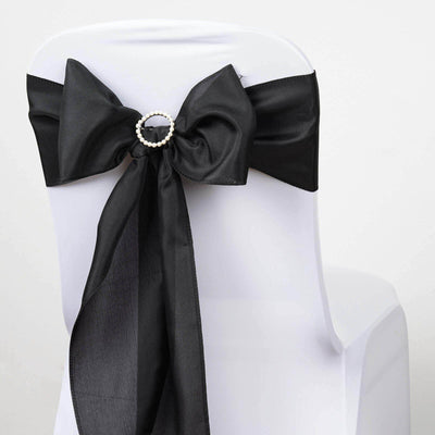 5 Pack Polyester Chair Sashes Black - Subtle Elegance for Special Occasions 6"x108" - Linen Luxes