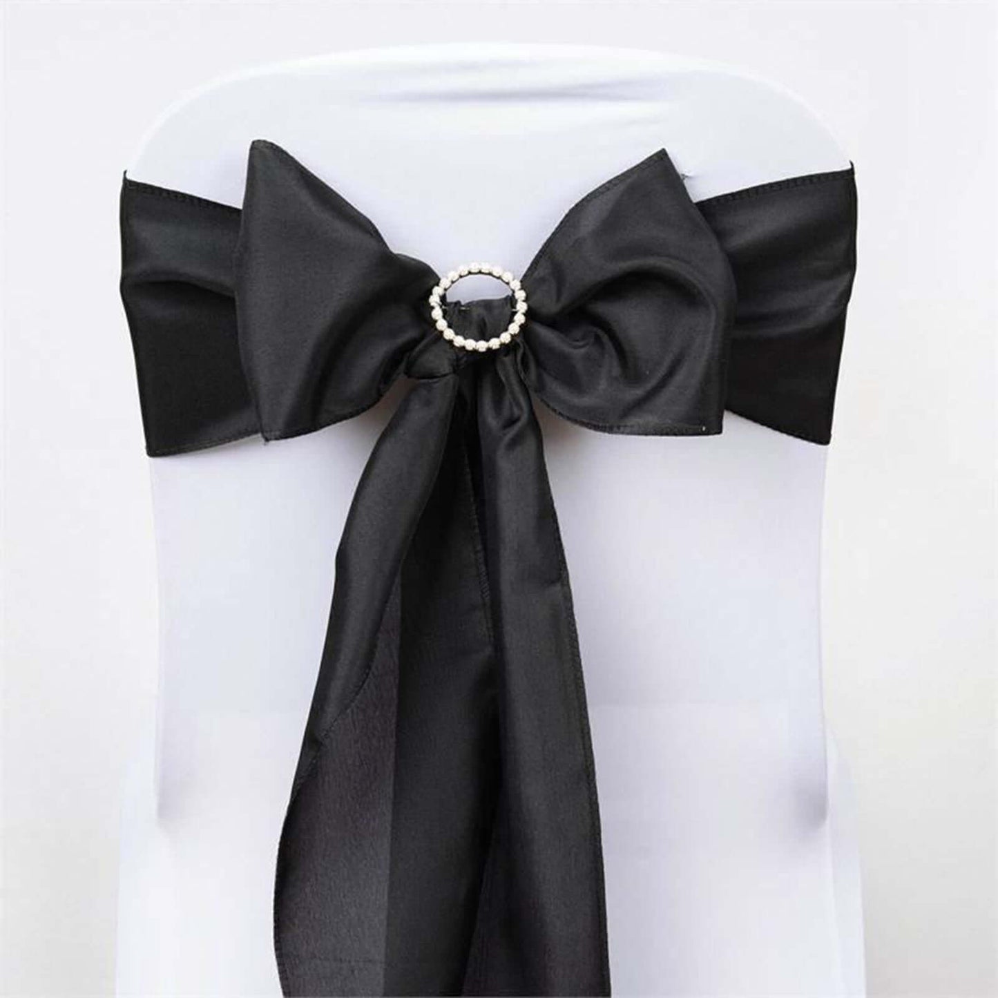 5 Pack Polyester Chair Sashes Black - Subtle Elegance for Special Occasions 6"x108" - Linen Luxes