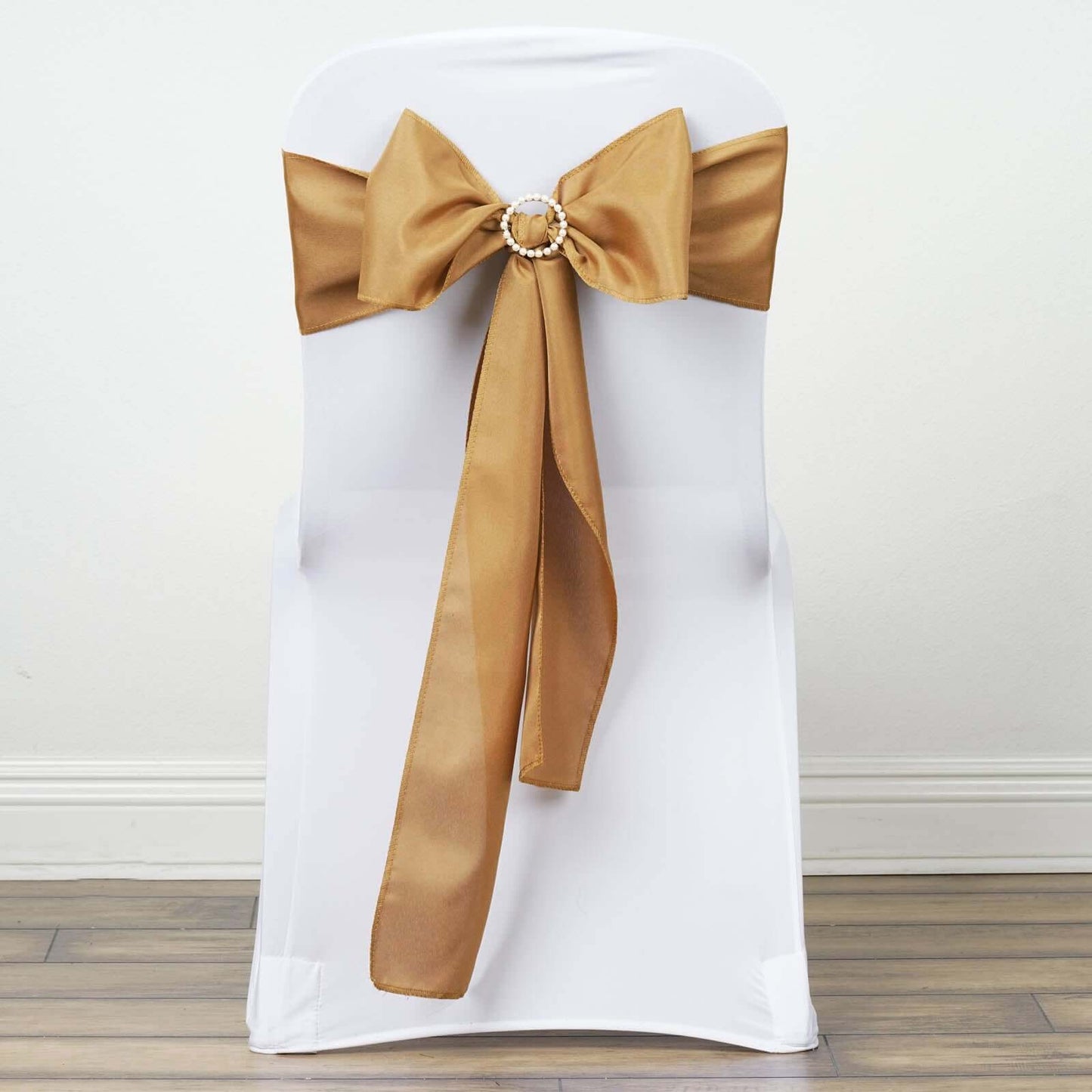 5 Pack Polyester Chair Sashes Gold - Subtle Elegance for Special Occasions 6"x108" - Linen Luxes