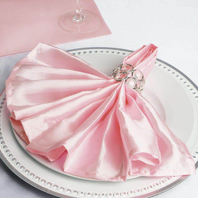 5 Pack Satin 20"x20" Napkins Blush - Luxurious Shine & Smooth Dinner Napkins - Linen Luxes