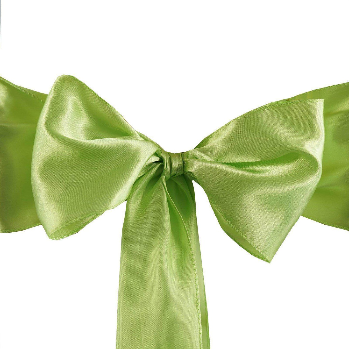 5 Pack Satin Chair Sashes Apple Green - Durable Chair Bows with Shiny Finish 6"x106" - Linen Luxes