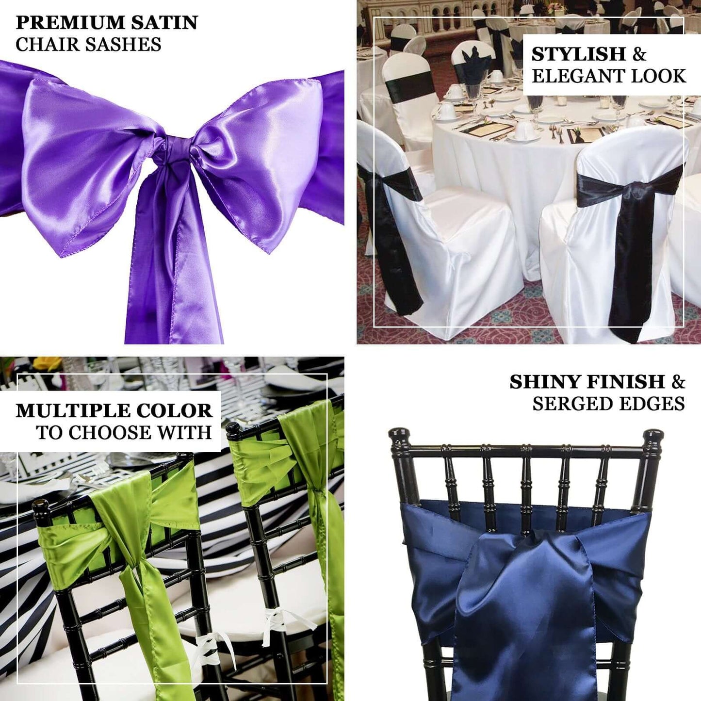 5 Pack Satin Chair Sashes Burgundy - Durable Chair Bows with Shiny Finish 6"x106" - Linen Luxes