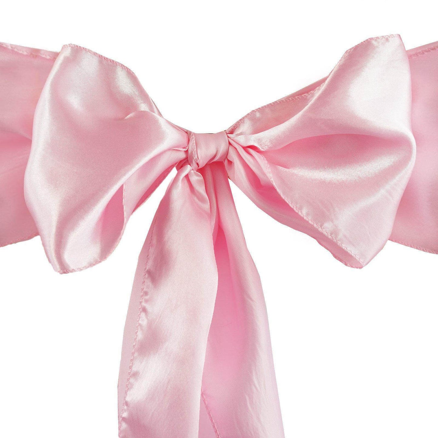 5 Pack Satin Chair Sashes Pink - Durable Chair Bows with Shiny Finish 6"x106" - Linen Luxes