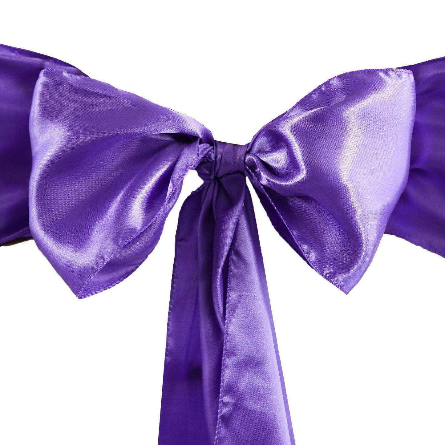 5 Pack Satin Chair Sashes Purple - Durable Chair Bows with Shiny Finish 6"x106" - Linen Luxes