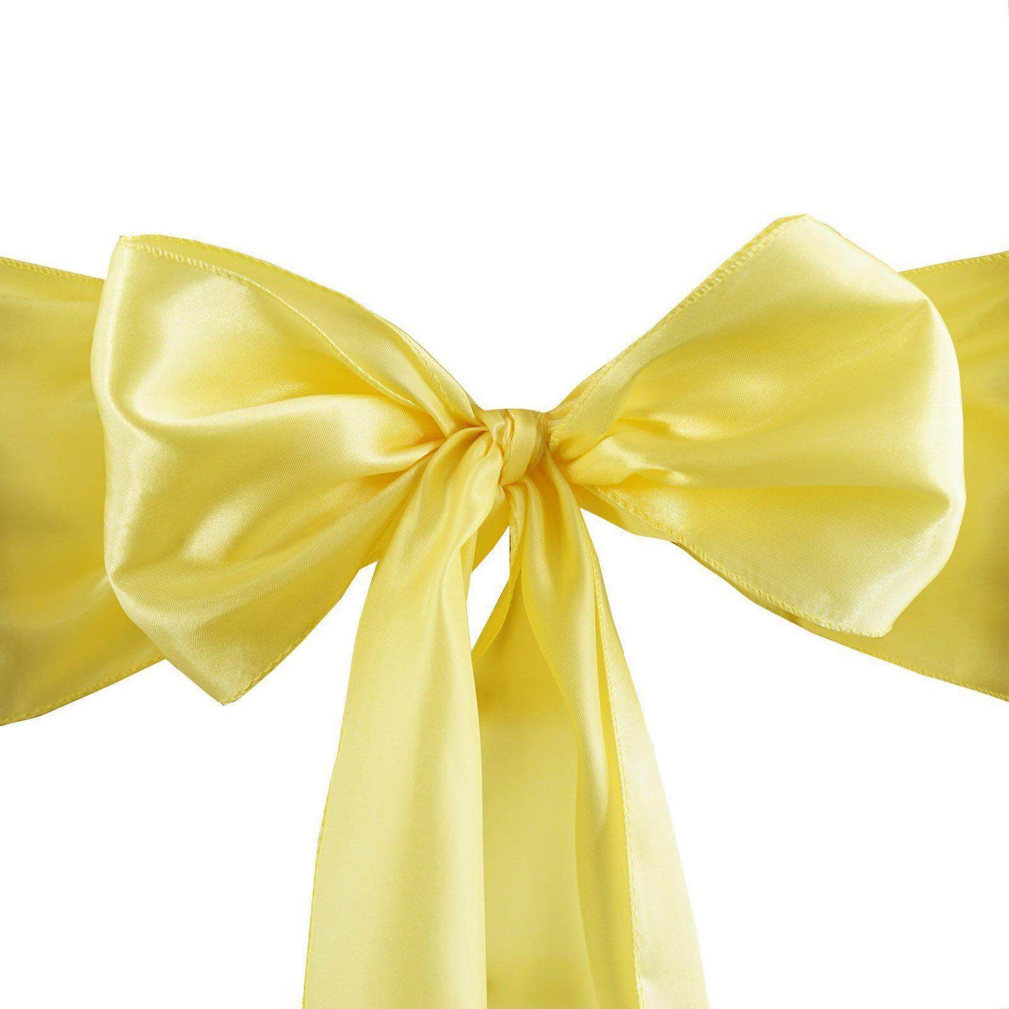 5 Pack Satin Chair Sashes Yellow - Durable Chair Bows with Shiny Finish 6"x106" - Linen Luxes