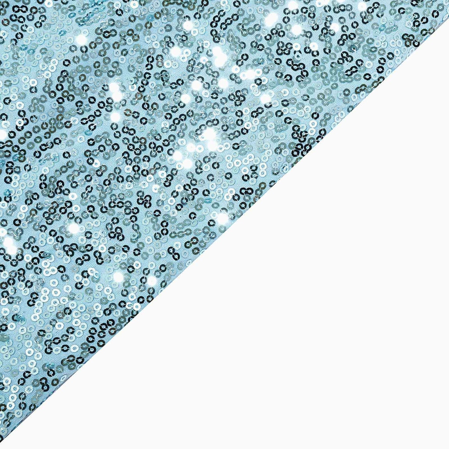 5 Pack Sequin Spandex Chair Sashes Light Blue - Stretch Chair Bands 6"x15" - Linen Luxes