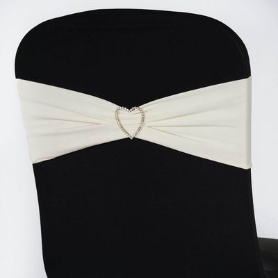 5 Pack Stretch Spandex Chair Sashes Ivory - Fitted Finish Two Ply Heavy Duty Chair Bands 5"x12" - Linen Luxes