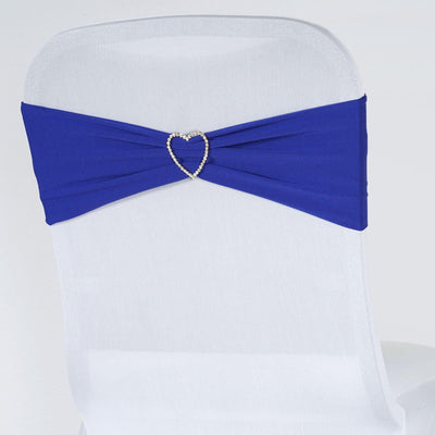 5 Pack Stretch Spandex Chair Sashes Royal Blue - Fitted Finish Two Ply Heavy Duty Chair Bands 5"x12" - Linen Luxes