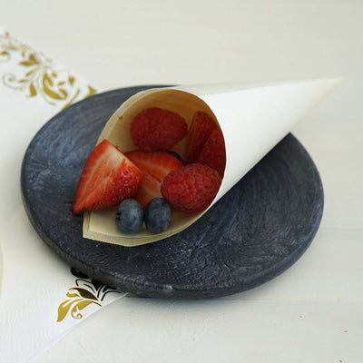 50 - Pack Pine Wood Food Cones Eco Friendly Natural Disposable Design - 100% Biodegradable Tasting Serving Cones 6" - Linen Luxes