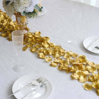 500 - Pack Rose Petals Round Design Metallic Gold Silk Confetti - Decorative Scatters for Tables and Floors - Linen Luxes