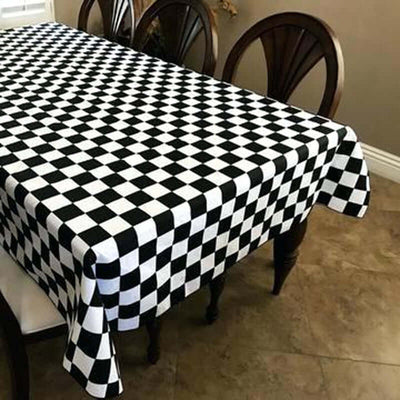 54"x10 Yards Black White Checkered Satin Fabric Bolt, DIY Craft Fabric Roll - Linen Luxes