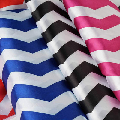 54"x10 Yards Champagne White Chevron Print Satin Fabric Roll, Zig Zag DIY Craft Fabric Bolt - Linen Luxes