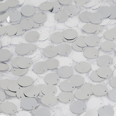 54"x4 Yards Silver Big Payette Sequin Fabric Roll, Mesh Sequin DIY Craft Fabric Bolt - Linen Luxes