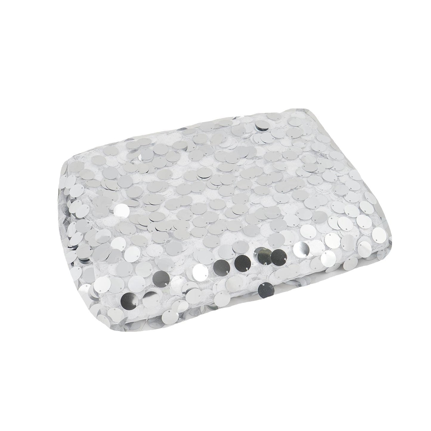 54"x4 Yards Silver Big Payette Sequin Fabric Roll, Mesh Sequin DIY Craft Fabric Bolt - Linen Luxes