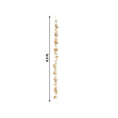 6.5ft Metallic Gold Artificial Flower Garland - Magnolia & Jasmine Hanging Vine for Table, Arch & Backdrop Decor