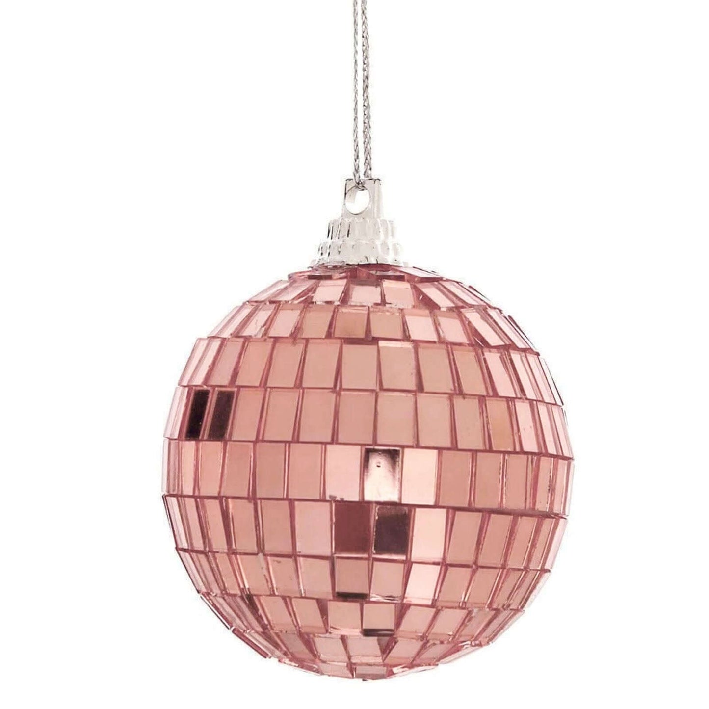 6 Pack 2" Rose Gold Foam Disco Mirror Ball With Hanging Strings, Holiday Christmas Ornaments - Linen Luxes