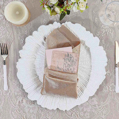 6 - Pack Acrylic Plastic Round Charger Plates 13" in White with Reef Design, Classy Dinner Party Charger Tableware - Linen Luxes