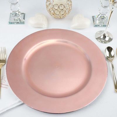 6 - Pack Acrylic Round Charger Plates 13" in Blush Pink, Dinner Party Decor Charger Tableware - Linen Luxes