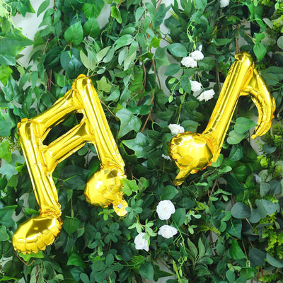 6 Pack Metallic Gold Single and Double Music Note Mylar Foil Balloons - Linen Luxes