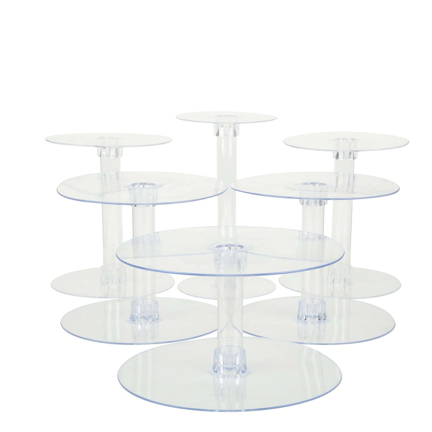 6 - Tier Acrylic Cake Stand Set Clear - Assorted Sizes for Buffet Party Tables - Linen Luxes