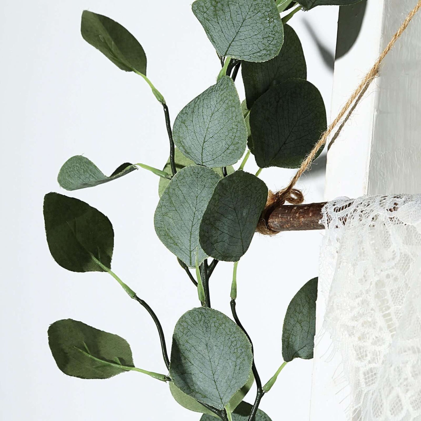 6.5ft Frosted Green Artificial Silk Eucalyptus Leaf Garland Vine - Linen Luxes