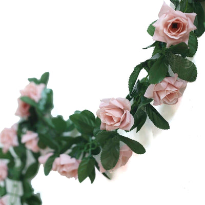 6ft Dusty Rose Artificial Silk Rose Garland UV Protected Flower Chain - Linen Luxes