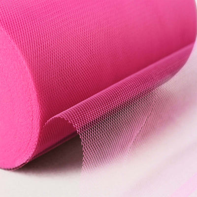 6"x100 Yards Fuchsia Tulle Fabric Bolt, Sheer Fabric Spool Roll For Crafts - Linen Luxes