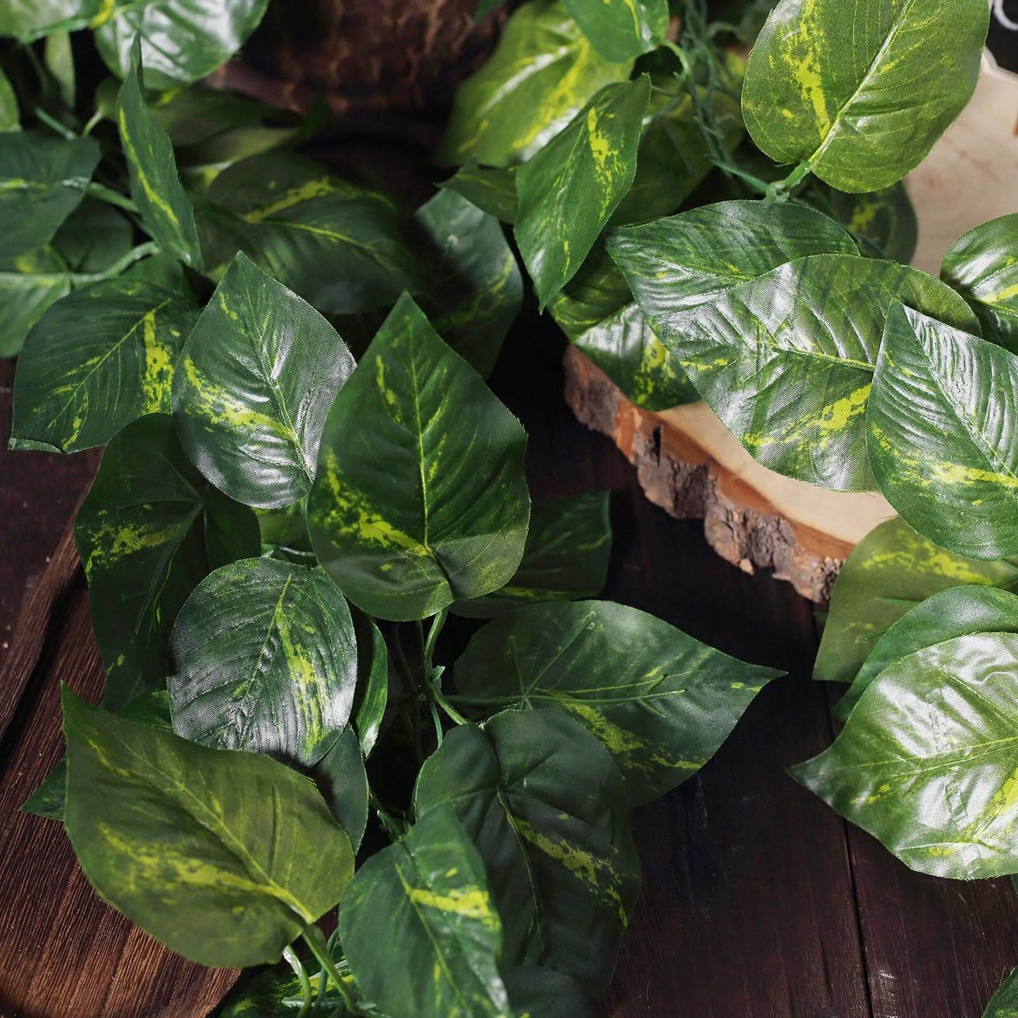 8ft Green UV Protected Artificial Silk Ivy Leaf Garland Vine, Outdoor Indoor - Linen Luxes