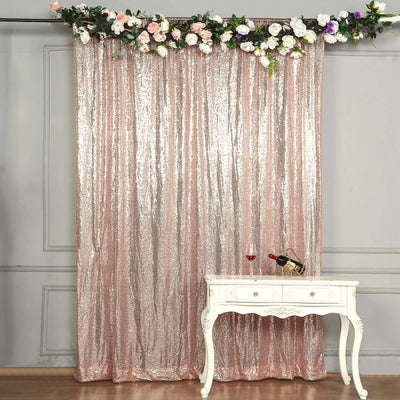 8ftx8ft Blush Sequin Event Curtain Drapes, Backdrop Event Panel - Linen Luxes