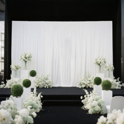 Black Heavy Duty Metal Backdrop Stand – 10ft x 20ft Pipe & Drape Adjustable Photography Background Stand with 3 Flat Steel Bases