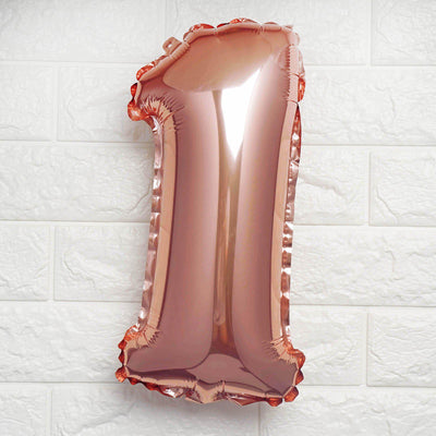 16inch Metallic Rose Gold Mylar Foil 0-9 Number Balloons